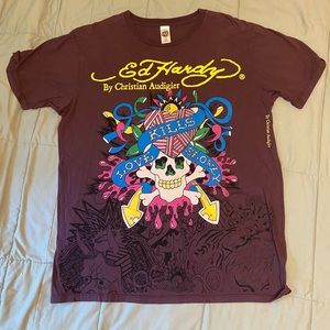 Skull Ed Hardy Graphic Tee Shirt